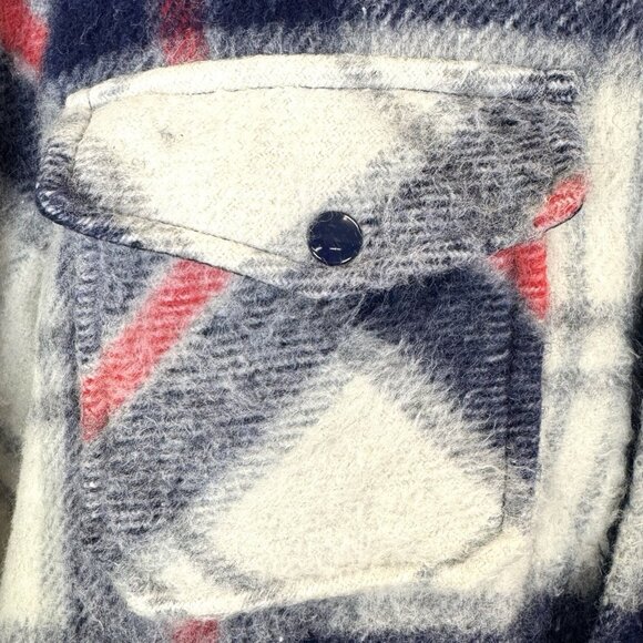 Vintage 70's Jacket Shacket Mens Size Medium Plaid Snap Front Retro Hipster - Picture 3 of 9